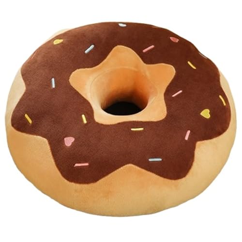KUKUShining Donut Plüsch, Weiches Rundes Gefülltes Kissen Süßes Dekokissen Puppe Donut Plüschtier Zierkissen Für Autositz Stühle Sofa(Brown,58cm/22.8in) von KUKUShining