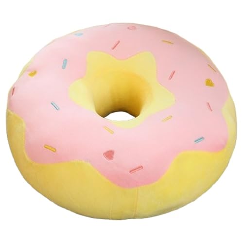 KUKUShining Donut Plüsch, Weiches Rundes Gefülltes Kissen Süßes Dekokissen Puppe Donut Plüschtier Zierkissen Für Autositz Stühle Sofa(Pink,58cm/22.8in) von KUKUShining