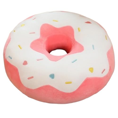 KUKUShining Donut Plüsch, Weiches Rundes Gefülltes Kissen Süßes Dekokissen Puppe Donut Plüschtier Zierkissen Für Autositz Stühle Sofa(White,58cm/22.8in) von KUKUShining