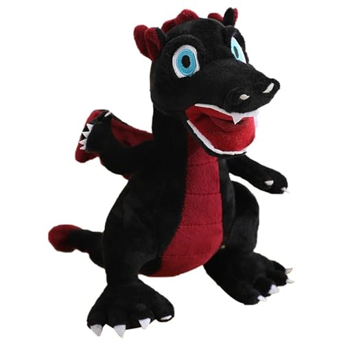 KUKUShining Drache Plüsch, Kuschelweiche Stofftier Puppe Flauschiges Dinosaurier Plüschtier Spielzeug Geschenke Für Kinder Erwachsene(Black) von KUKUShining