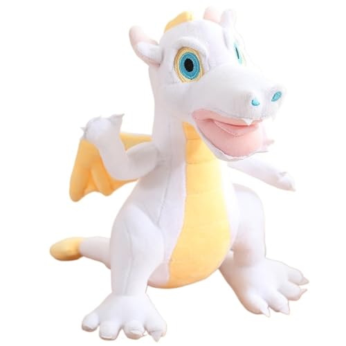 KUKUShining Drache Plüsch, Kuschelweiche Stofftier Puppe Flauschiges Dinosaurier Plüschtier Spielzeug Geschenke Für Kinder Erwachsene(White) von KUKUShining