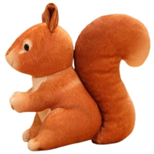 KUKUShining Eichhörnchen Plüschtier, Kuschelig Weiche Stofftier Puppe Simulation Sitzender Eichhörnchen Plüsch Spielzeug Geschenk for Kinder(Brown) von KUKUShining