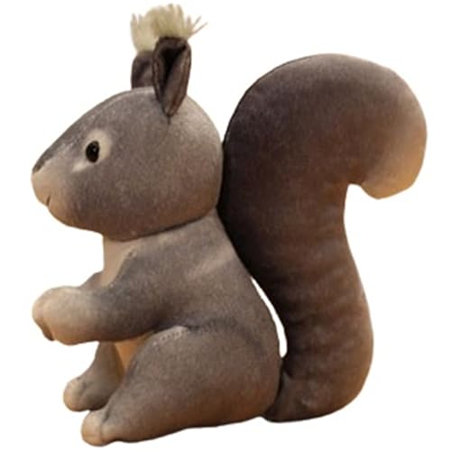 KUKUShining Eichhörnchen Plüschtier, Kuschelig Weiche Stofftier Puppe Simulation Sitzender Eichhörnchen Plüsch Spielzeug Geschenk for Kinder(Gray) von KUKUShining