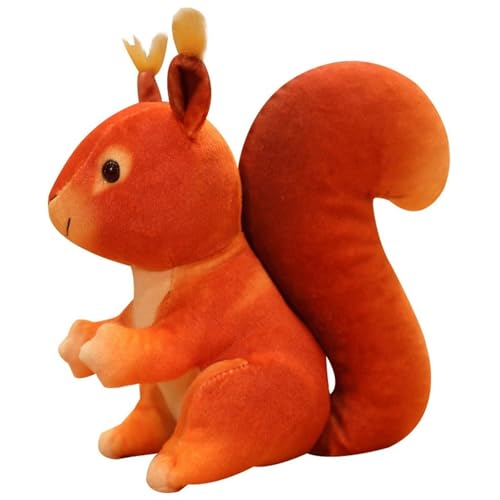 KUKUShining Eichhörnchen Plüschtier, Kuschelig Weiche Stofftier Puppe Simulation Sitzender Eichhörnchen Plüsch Spielzeug Geschenk for Kinder(Orange) von KUKUShining
