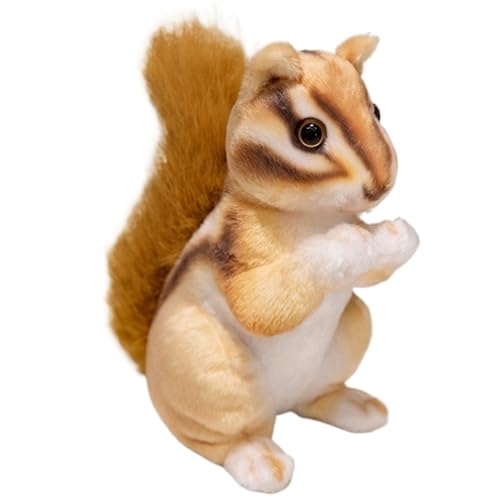 KUKUShining Eichhörnchen Plüschtier, Weiche Kuschelige Stofftier Puppe Flauschige Waldtiere Eichhörnchen Plüsch Spielzeug Geschenk for Kinder Jungen(Brown,27cm/10.6in) von KUKUShining