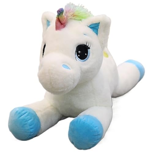 KUKUShining Einhorn Plüsch, Kuscheliges Stofftier Weiches Einhorn Kissen Mit Buntem Schwanz Plüschtier Geschenk Für Kinder Mädchen Jungen(Blue,80cm/31.5in) von KUKUShining
