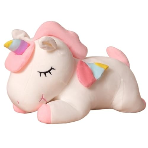 KUKUShining Einhorn Plüschtier, Kuscheliges Stofftier Umarmungskissen Puppe Mit Flügeln Regenbogen Einhorn Plüschtier Spielzeug(White,35cm/13.8in) von KUKUShining
