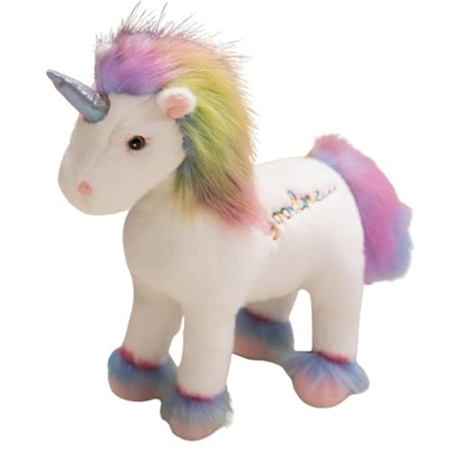 KUKUShining Einhorn Plüschtier, Weiche Kuschelige Stofftier Puppe Regenbogen Einhorn Plüschtiere Spielzeug Für Kinder Teenager(White) von KUKUShining