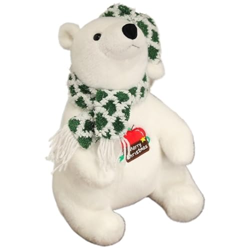 KUKUShining Eisbär Plüschtier, Lebensecht Süß Mit Schal Bären Kuscheltiere Puppen Weiches Kissen Plüschtier for Kinder(Green,45cm/17.7in) von KUKUShining