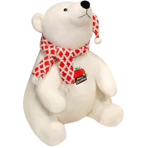 KUKUShining Eisbär Plüschtier, Lebensecht Süß Mit Schal Bären Kuscheltiere Puppen Weiches Kissen Plüschtier for Kinder(Red,45cm/17.7in) von KUKUShining
