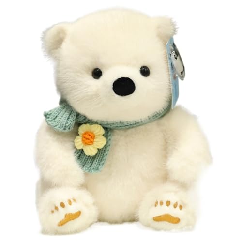 KUKUShining Eisbär Plüschtier, Süße Stofftier Raupe Mit Schal Simulation Eines Sitzenden Weißen Bären Plüschtier for Spielen Kuscheln(45cm/17.7in) von KUKUShining