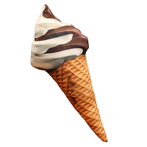 KUKUShining Eiscreme Plüschtier, Weiches Kreatives Stoffkissen Süßes Lebensechtes Plüschtier Kuschelkissen Kissen Als Geschenk for Kinder(Brown,50cm/19.8in) von KUKUShining