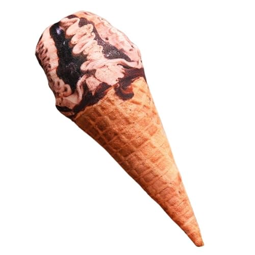 KUKUShining Eiscreme Plüschtier, Weiches Kreatives Stoffkissen Süßes Lebensechtes Plüschtier Kuschelkissen Kissen Als Geschenk for Kinder(Dark Brown,20cm/7.8in) von KUKUShining