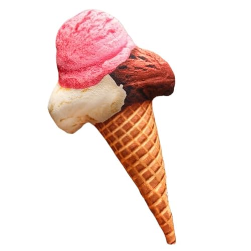 KUKUShining Eiscreme Plüschtier, Weiches Kreatives Stoffkissen Süßes Lebensechtes Plüschtier Kuschelkissen Kissen Als Geschenk for Kinder(Pink,50cm/19.8in) von KUKUShining