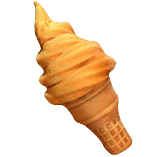 KUKUShining Eistüten Plüschtier, Kuscheliges Kuschelkissen In Kegelform Weiches Plüsch Spielzeug Geschenk Für Kinder Erwachsene Mädchen(Caramel,50cm/19.7in) von KUKUShining