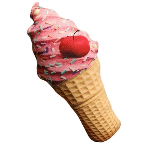 KUKUShining Eistüten Plüschtier, Kuscheliges Kuschelkissen In Kegelform Weiches Plüsch Spielzeug Geschenk Für Kinder Erwachsene Mädchen(Cherry,35cm/13.77in) von KUKUShining