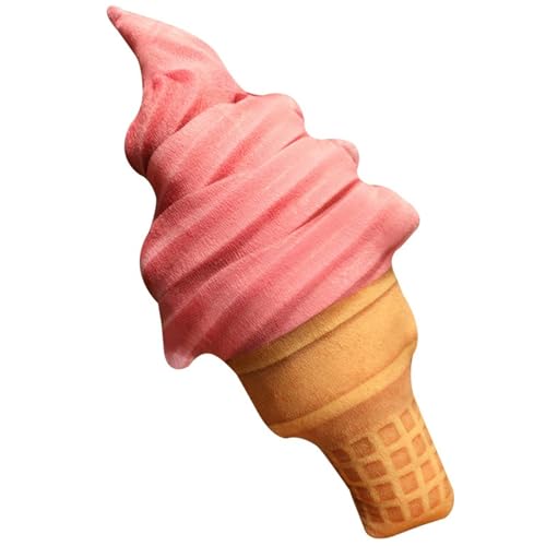 KUKUShining Eistüten Plüschtier, Kuscheliges Kuschelkissen In Kegelform Weiches Plüsch Spielzeug Geschenk Für Kinder Erwachsene Mädchen(Strawberry,50cm/19.7in) von KUKUShining