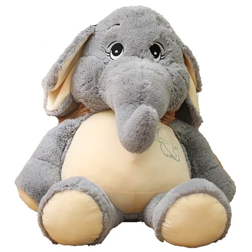 KUKUShining Elefant Kuscheltier, Weiche Plüschtier Kuschelige Stofftiere Puppe Große Ohren Elefanten Plüsch Spielzeug Körperkissen Zum Umarmen(70cm/27.6in) von KUKUShining