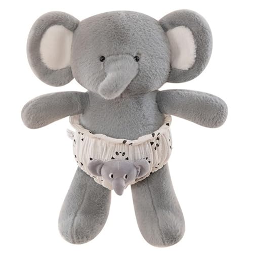 KUKUShining Elefanten Plüsch, Weiche Kuschelige Stofftier Puppe Mit Abnehmbarer Windel Flauschiges Plüsch Spielzeug Geschenk Für Kinder Kleinkinder(80cm/31.5in) von KUKUShining