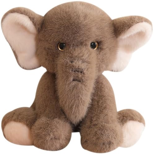 KUKUShining Elefanten Plüschtier, Süße Stofftierpuppen Weiches Pelziges Kissen Kuscheliges Plüschtier for Mädchen Und Jungen Geschenk for Neugeborene(Brown,35cm/13.8in) von KUKUShining