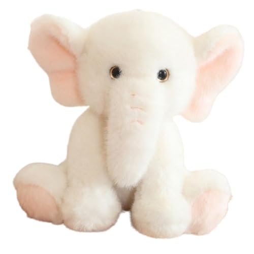 KUKUShining Elefanten Plüschtier, Süße Stofftierpuppen Weiches Pelziges Kissen Kuscheliges Plüschtier for Mädchen Und Jungen Geschenk for Neugeborene(White,23cm/9in) von KUKUShining