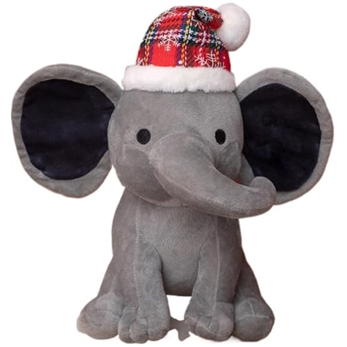 KUKUShining Elefanten Plüschtier, Süßer Cartoon Mit Hut Kuscheltierpuppen Süßes Umarmungskissen Pelziges Plüschtier Als Geschenk for Kinder(Gray) von KUKUShining