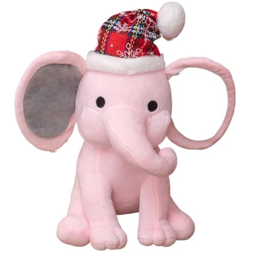 KUKUShining Elefanten Plüschtier, Süßer Cartoon Mit Hut Kuscheltierpuppen Süßes Umarmungskissen Pelziges Plüschtier Als Geschenk for Kinder(Red) von KUKUShining