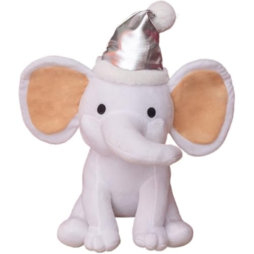 KUKUShining Elefanten Plüschtier, Süßer Cartoon Mit Hut Kuscheltierpuppen Süßes Umarmungskissen Pelziges Plüschtier Als Geschenk for Kinder(Silver) von KUKUShining