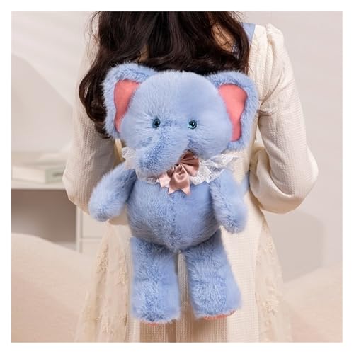 KUKUShining Elefanten Rucksack Plüsch, Kuschelige Stofftiere Mit Lätzchen Flauschige Elefantenbabys Plüschtier Geschenk for Kinder Freundinnen(Blue) von KUKUShining
