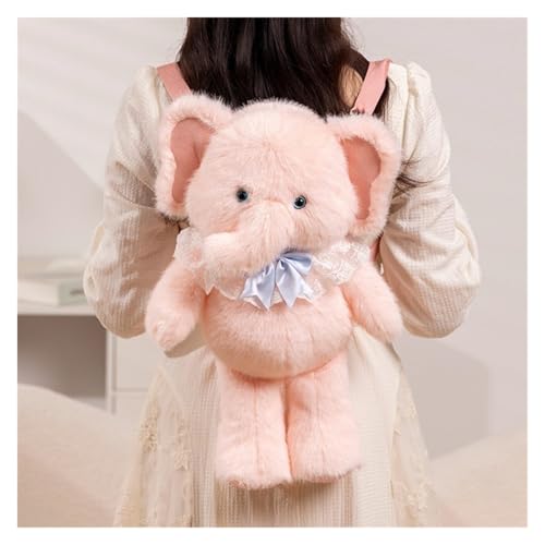 KUKUShining Elefanten Rucksack Plüsch, Kuschelige Stofftiere Mit Lätzchen Flauschige Elefantenbabys Plüschtier Geschenk for Kinder Freundinnen(Pink) von KUKUShining