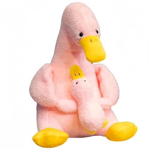 KUKUShining Ente Plüsch, Weiche Kuschelige Mutter Kind Entpuppen Kuscheltier Haustier Plüschtier Spielzeug Geschenk Für Kuscheln Spielen(Pink,32cm/12.6in) von KUKUShining