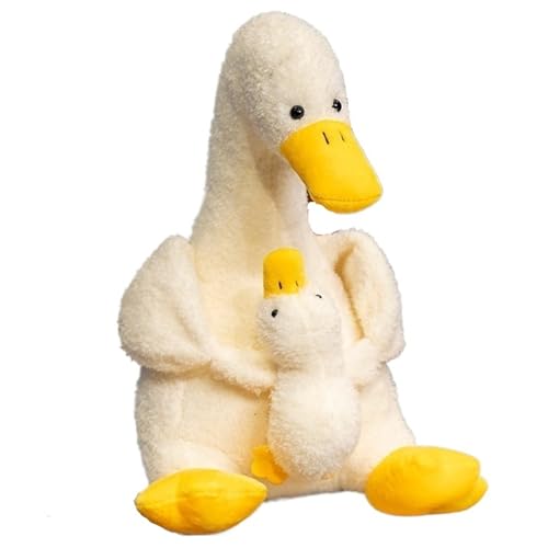 KUKUShining Ente Plüsch, Weiche Kuschelige Mutter Kind Entpuppen Kuscheltier Haustier Plüschtier Spielzeug Geschenk Für Kuscheln Spielen(White,32cm/12.6in) von KUKUShining