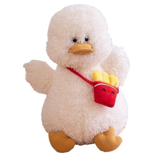 KUKUShining Ente Plüsch, Weiche Kuschelige Stofftier Puppe Mit Tasche Flauschiges Entenküken Plüsch Spielzeug Entzückender Begleiter for Kuscheln(White,25cm/9.8in) von KUKUShining