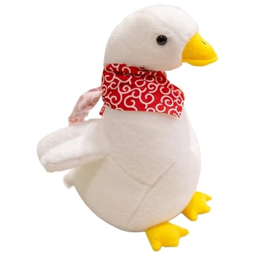 KUKUShining Ente Plüsch, Weiches Kuscheliges Stofftier Mit Lätzchen Weiße Enten Meerestiere Plüsch Spielzeug for Kinder Ostergeschenke(Red,32cm/12.6in) von KUKUShining