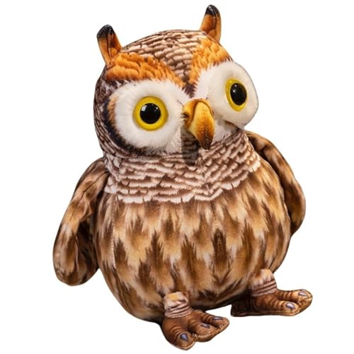 KUKUShining Eule Plüsch, Kuschelweiche Stofftier Puppe Realistisches Vogel Plüschtier Für Die Dekoration Von Haus Veranda Terrasse Rasen Hof(Brown,25cm/9.8in) von KUKUShining
