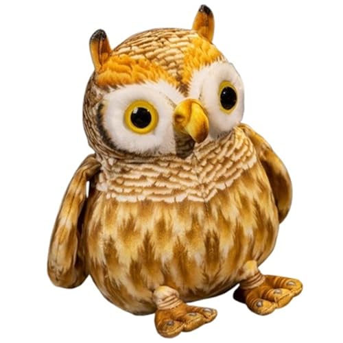 KUKUShining Eule Plüsch, Kuschelweiche Stofftier Puppe Realistisches Vogel Plüschtier Für Die Dekoration Von Haus Veranda Terrasse Rasen Hof(Yellow,25cm/9.8in) von KUKUShining