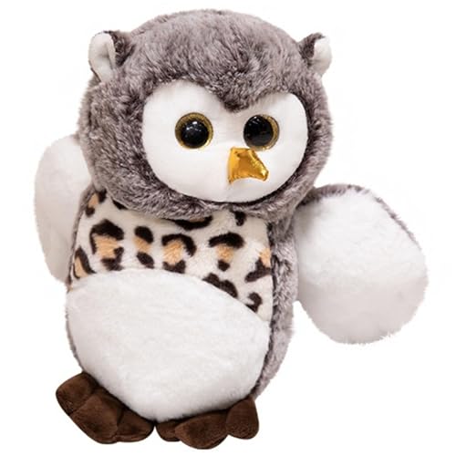 KUKUShining Eule Plüsch, Weiche Kuschelige Stofftier Puppe Realistische Eule Plüschtier Geschenk Für Kinder Jungen Mädchen(Brown,25cm/9.8in) von KUKUShining