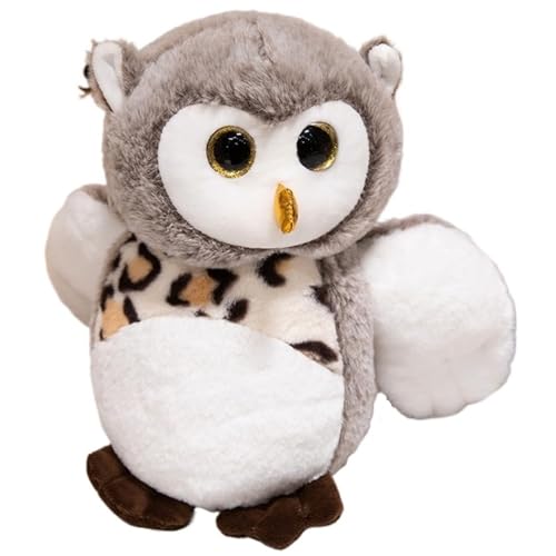 KUKUShining Eule Plüsch, Weiche Kuschelige Stofftier Puppe Realistische Eule Plüschtier Geschenk Für Kinder Jungen Mädchen(Yellow,25cm/9.8in) von KUKUShining