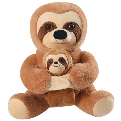 KUKUShining Faultier Plüschtier, Weiches Mama Faultier Kuscheltier Haustier Mit Niedlichen Baby Plüschtieren Spielzeug Geschenke Für Kinder(Orange,30cm/11.8in) von KUKUShining