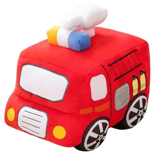KUKUShining Feuerwehr LKW Plüsch, Weich Feuerwehrauto Kuscheltier Gefüllte Schmusekissen Auto Süßes Plüschtier Spielzeug Kissen for Jungen Kinder(35cm/13.8in) von KUKUShining