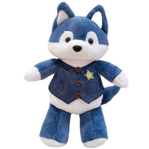 KUKUShining Fuchs Plüschtier, Süße Stofftier Puppen Mit Kleidung Simulation Füchse Puppen Plüsch Spielzeug Geschenk for Kinder Mädchen Jungen(Blue,30cm/11.8in) von KUKUShining