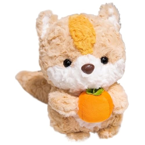 KUKUShining Fuchs Plüschtier, Weiche Kuschelige Stofftier Puppe Füchse Eichhörnchen Puppe Realistisches Plüschtier Für Kinder Mädchen Jungen(Brown) von KUKUShining