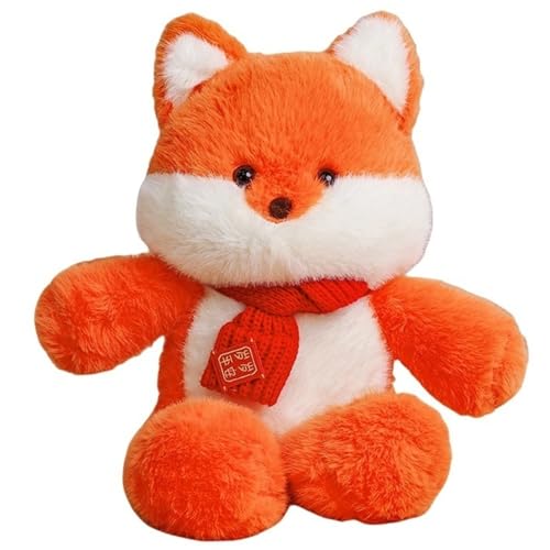 KUKUShining Fuchs Plüschtier, Weiche Kuschelige Stofftier Puppe Mit Schal Simulation Pelziges Plüsch Spielzeug Geschenke Für Kinder von KUKUShining