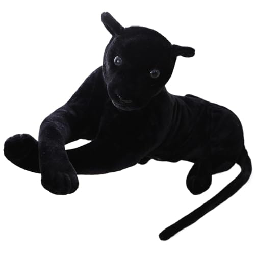 KUKUShining Gepard Plüschtier, Süßes Ausgestopftes Wildtier Realistischer Liegender Leopard Plüschtier Für Kinder Teenager Zimmerdekoration(Black,90cm/35.4in) von KUKUShining