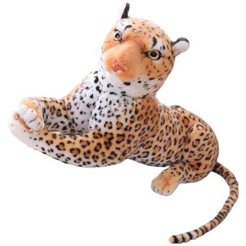 KUKUShining Gepard Plüschtier, Süßes Ausgestopftes Wildtier Realistischer Liegender Leopard Plüschtier Für Kinder Teenager Zimmerdekoration(Brown,90cm/35.4in) von KUKUShining