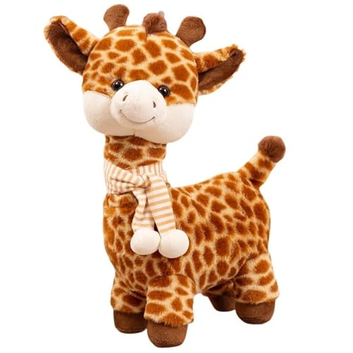 KUKUShining Giraffen Plüsch, Weiche Kuschelige Stehende Stofftier Puppen Mit Schal Flauschiges Spielzeug for Kinder Geschenke Zur Dekoration(30cm/11.8in) von KUKUShining