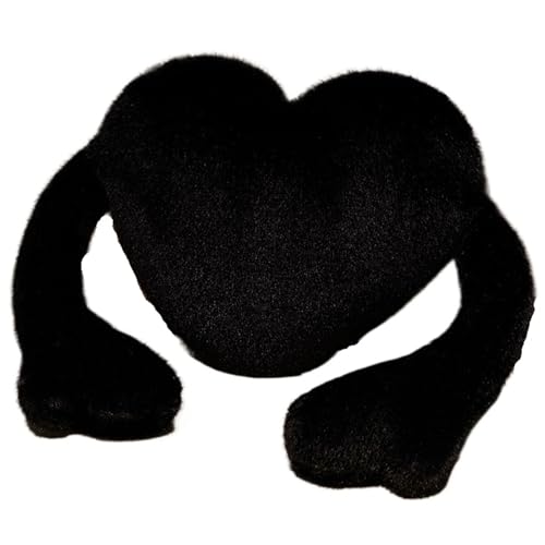 KUKUShining Herzkissen Aus Plüsch, Rotes Gefülltes Dekokissen Liebeskissen Herzförmiges Plüschtier Als Geschenk Für Valentinstag(Black) von KUKUShining