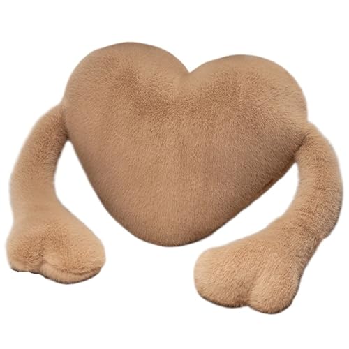 KUKUShining Herzkissen Aus Plüsch, Rotes Gefülltes Dekokissen Liebeskissen Herzförmiges Plüschtier Als Geschenk Für Valentinstag(Brown) von KUKUShining