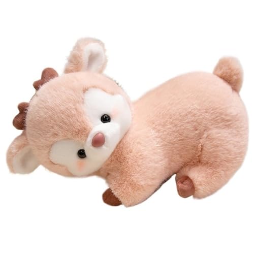 KUKUShining Hirsch Plüsch, Weiche Süße Stofftier Puppe Rentier Plüschtiere Spielzeug Für Kinder Mädchen Jungen Geburtstagsgeschenke(Pink) von KUKUShining