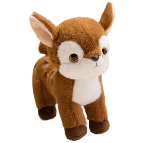 KUKUShining Hirsch Plüsch, Weiches Süßes Rehkitz Kuscheltier Puppe Realistisches Wald Plüschtier for Die Geburtstagsfeier Heimdekoration(Brown) von KUKUShining